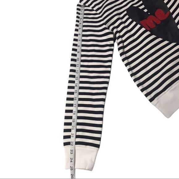 Halogen Sweatshirt Black White Stripe Black Heart ME Patch on Front Small - Picture 5 of 11